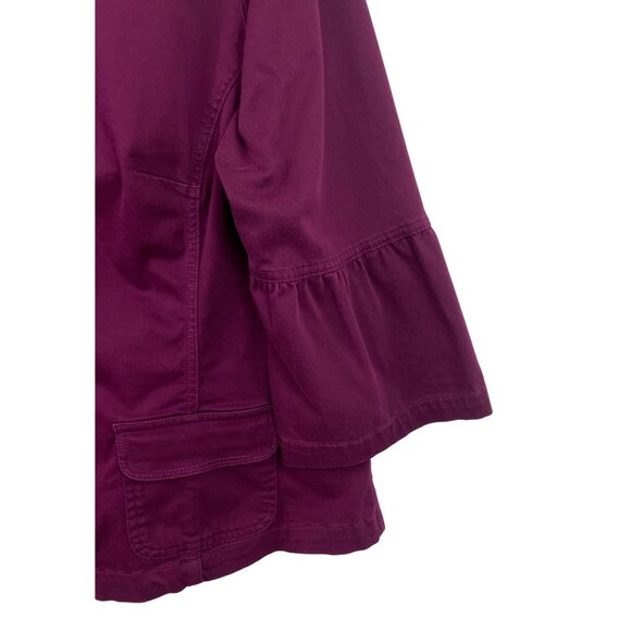 Sonoma Womens Purple Jacket Button Front Bell Sleeves Mandarin Collar Size 1X - Picture 5 of 8